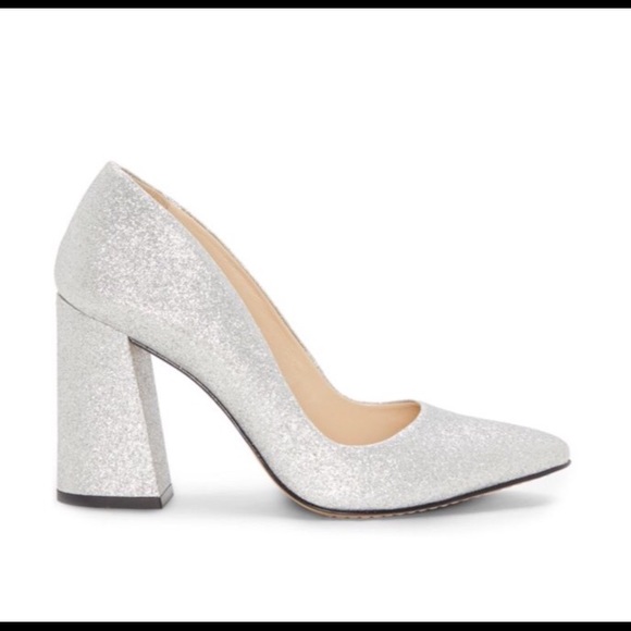 Vince Camuto Silver Metallic Talise Block Heel 7M - Picture 2 of 8